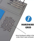 Removable Heat Resistant Silicone Soldering Mat With Magnetic Parts Tray, Hardware Grid And Electronic Project Organizers