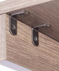 L Shaped Corner Bracket 1 Inch Right Angle Metal Support For Wood Shelves Cabinets Furniture Desks Drawers Pack Of 16 With Screws Gun Metal Black Finish installed under a wooden shelf