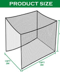Backyard Baseball Batting Cage Netting 10x10x10 Ft Practice Net With 4 Carabiners And 2 Tie Ropes illustration