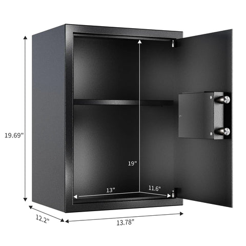 Open view of Home Safe 1.9 Cubic Feet With Adjustable Shelf And Two Tier Interior Soft Felt Lined Base For Storing Cash Jewelry Documents