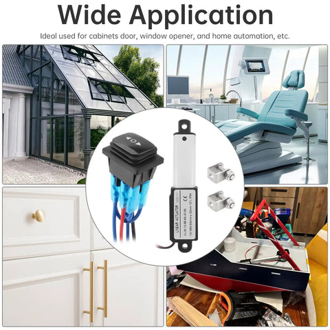 Compact 12V Mini Linear Motion Actuator delivers smooth 100mm stroke at speed with solid 96N push power for various applications.