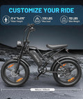 Beast Fat Tire Electric Bike For Adults With 20 Inch Wheels And 4 Inch Wide All Terrain Tires on a rocky terrain