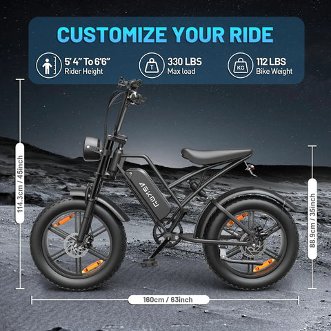 Beast Fat Tire Electric Bike For Adults With 20 Inch Wheels And 4 Inch Wide All Terrain Tires on a rocky terrain