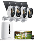4MP Wireless Outdoor Security Camera Solar Powered No Subscription PIR Detection 2.5K Color Night Vision with solar panels
