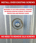 Galvalume Metal Screw Caps For Roofs Seals Over Existing Or Broken Screws To Stop Leaks No Screw Removal Needed Quick And Easy
