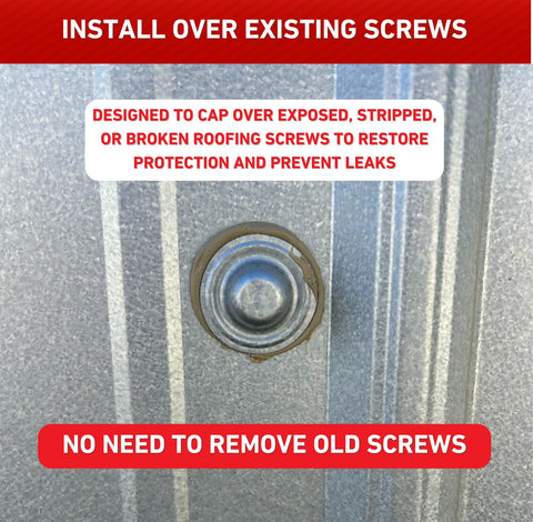 Galvalume Metal Screw Caps For Roofs Seals Over Existing Or Broken Screws To Stop Leaks No Screw Removal Needed Quick And Easy