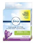 Febreze Style 1214 CleanView PowerGlide Pet Replacement Filter packaging, showing allergen reduction and odor elimination features.