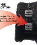 Close-up of Heavy Duty Wheel Chocks Set Pack Of 2 For Safe Vehicle Stabilization During Repairs, showing non-slip rubber construction.