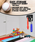Kids Tball Set With Tee Oversized Bat And Six Oversized Balls displayed on a wall in playroom with colorful toys visible