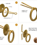 Installation diagram for Solid Brass Ring Pulls Set Of 2 For Drawers And Cabinets, 2.4 Inch Overall With Ring Pull 1.7 Inch Wide