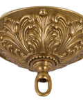 Ornate Beefy Antique Brass Cast Brass Screw Collar Ceiling Light Canopy Kit, Heavy Duty 5.5 Inch Diameter, 3.375 Inch Deep