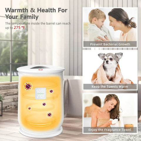 Hot Towel Warmer Bucket For Home Spa Vibe Portable Unit With Auto Shut Off Fits Two 40x70 Towels LED Display Four Time Settings