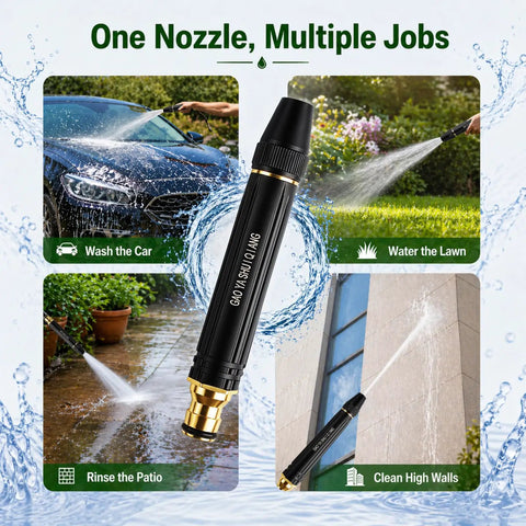 High Pressure Car Wash Water Gun With Adjustable Garden Hose Nozzle Beast Power Long Range Jet cleaning car and patio