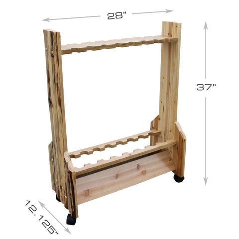 Double Sided Fishing Rod Holder That Stores Up To 16 Rods For Saltwater And Freshwater Gear Perfect Garage Organization And Room Storage For Fishing Rods Tackle Gear And Accessories, handcrafted pine rack with wheels, dimensions 28x37x12 inches