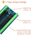48 Pin Breakout Board For Teensy 3.5 3.6 4.1 With Screw Terminals And 3 Output Types showing 2x24 pin headers