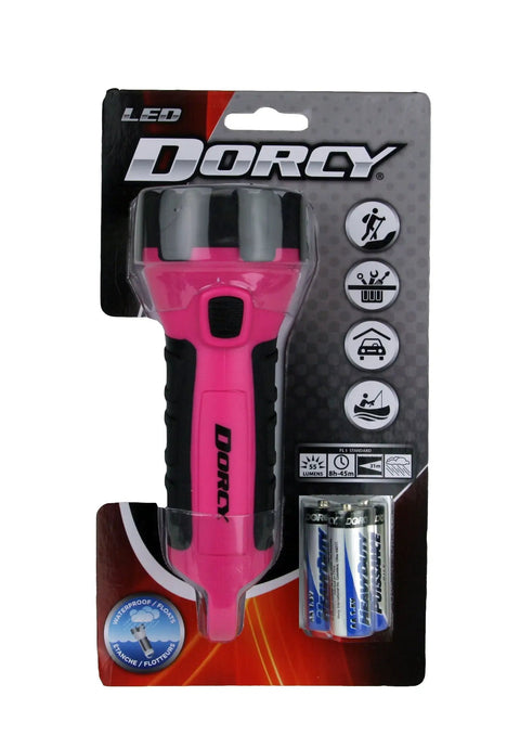 Pink Floating Water Resistant LED Flashlight With Carabineer Clip, 55 Lumens, Four LEDs, Rugged Impact Resistant Light That Floats, 8 Hours 45 Minutes Run Time