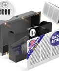 Hidden Wall Safe With Air Vent Cover And Easy Install Combination Lock Fits Between 16 Inch Studs, showing open safe, lock, and cover