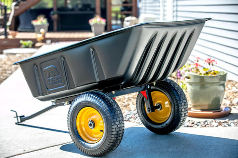 Heavy Duty Lawn Trailer With 600 Lb Capacity, 10 Cu Ft Poly Tub, Built Tough With Rugged All Steel Frame And Rust Resistant Finish