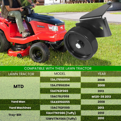 5-Inch Mower Deck Wheel Kit For 38 And 42 Inch Decks Fits MTD Lawn Tractors From 2009 And Earlier Includes Brackets, Hardware And Replacement Wheels For Yard Man, Troy-Bilt, Yard Machines