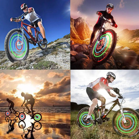 Bike Wheel Lights With Batteries Included For Safer Night Riding Waterproof And Easy To Install With Three Color Modes To Mix And Match.