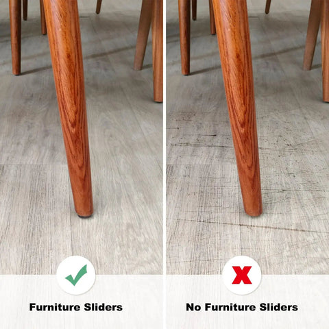 Tough As Nails 40 Pack Furniture Sliders Nail On Chair Leg Protectors For Wood And Hardwood Floors shown preventing damage.