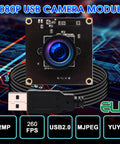 USB Camera With 2.9mm Wide Angle Fisheye Lens 1080P Webcam, Ultra Smooth 60FPS At 1080P, 2MP Sensor, circuit board, USB cable