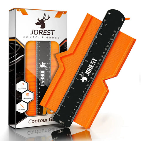 Contour Gauge With Lock 10 Inch For Precise Profiles And Angles, shown with packaging, ideal for woodworking and DIY projects.
