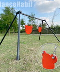 Three Eighths Inch AR500 Steel Target Set For Shooting Range Practice With 4, 6 And 8 Inch Gong Targets And Stand outdoors