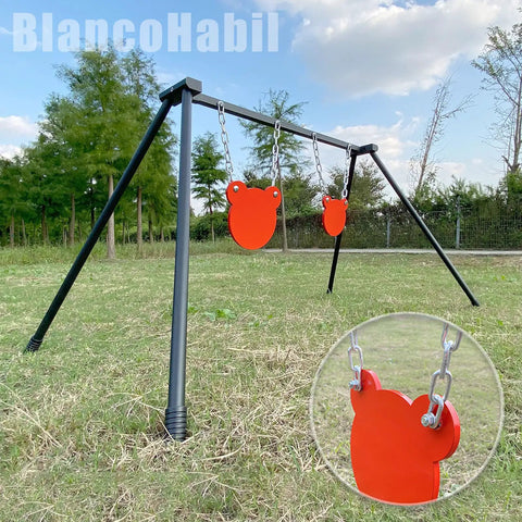 Three Eighths Inch AR500 Steel Target Set For Shooting Range Practice With 4, 6 And 8 Inch Gong Targets And Stand outdoors