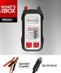 Badass Heavy Duty 500 Watt Power Inverter With Dual Usb Ports Vehicle Battery Clamps And 12V Dc Plug For Ride Ready Camping Tailgating Adventures Grey Converter showing two AC outlets and USB ports.