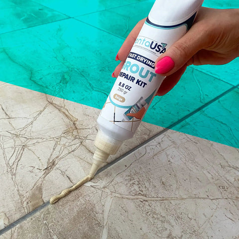 Warm Beige Tile Grout Repair Kit With Premixed Sanded Grout For Bathrooms Showers And Kitchens Water Resistant Filler Tube With Applicator Easy DIY Restore 8.8 Oz 250 G used on tile grout lines.
