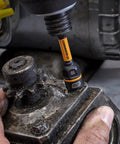 16 Piece Bolt Biter Nut Extractor And Driver Set With Beefy Bi Directional Removal being used on a damaged fastener