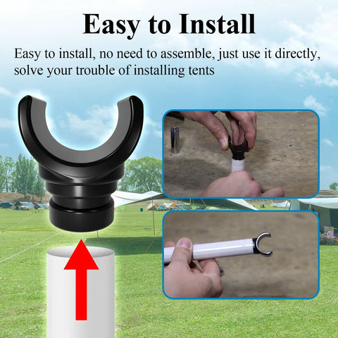 4 Pcs 4757 4301 Pop Up Camper Bed Support Clasp Kit Easy Install Demonstration, Shows Hands Using Clasp on Tent Pole