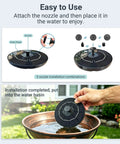 Solar Bird Bath Fountain With LED Lights And Battery Backup No Fuss Floating 6.3 Inch Pump For Pond Garden And Outdoor Decor 9V2W Panel 5 Nozzles Powerful Water Spray Works On Cloudy Days being installed