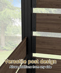 Close-up of 49 Inch High By 78 Inch Wide Outdoor Privacy Screen Fence with aluminum post and real wood panels in brown finish.