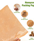 Packing Paper For Moving And Shipping, 12 Inch By 200 Foot Wrapping Paper For Glassware And Fragile Items, Tearable No Tape Needed, Bubble Wrap Alternative, Quick Secure Protection, Includes 20 Fragile Stickers, showing honeycomb design