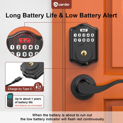 Smart Lock With Keypad Keyless Entry Smart Deadbolt Door Lock Easy Install Long Battery Life Tamper Alarm Home Security