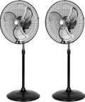 Two Industrial Grade 18 Inch High Velocity Pedestal Oscillating Fans With Aluminum Blades 3850 CFM 3 Speed Settings for commercial use