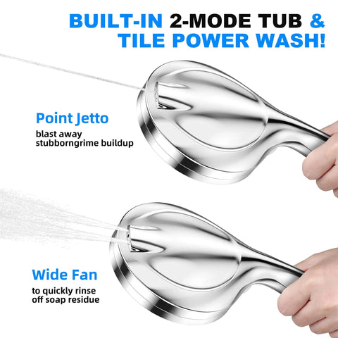 10 Mode Handheld Shower Head Set With Bangin High Pressure Flow 59 Inch Stainless Steel Hose Adjustable Brass Bracket All Chrome
