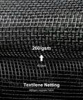 Close-up of black Textilene netting fabric with 260gsm density, highlighting strong weave for 12 By 20 Ft Permanent Hardtop Aluminum Gazebo.