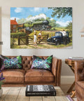 Dope Green Steam Locomotive Poster Canvas Print For Living Room And Bedroom, 12x18 Inches, Frameless Or Framed Wall Art