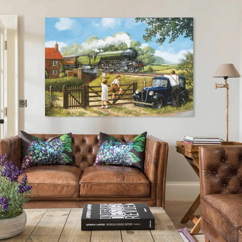 Dope Green Steam Locomotive Poster Canvas Print For Living Room And Bedroom, 12x18 Inches, Frameless Or Framed Wall Art