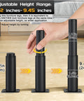 Adjustable Metal Furniture Legs Set Of Four From 5.12 To 9.45 Inches Built Tough For Sofa Bed Cabinet Dresser Chair And Coffee Table Supports Up To 661 Lbs Black showing height adjustment