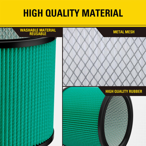 HEPA Cartridge Filter For Most 5 To 18 Gallon Wet Dry Vacuums Washable And Reusable Replacement High Efficiency