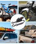 Retractable Ratchet Straps 12Ft Auto Rewind Cargo Tie Down Straps securing bikes, kayaks, and household items on vehicles