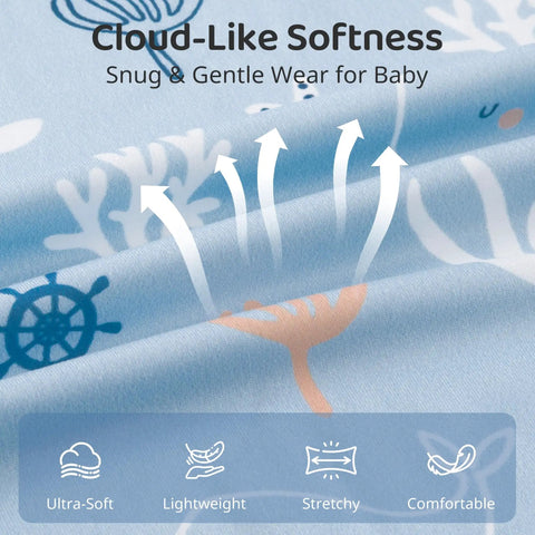 Lightweight Baby Sleep Sack Cozy As A Cloud 0.5 Tog Wearable Blanket For 0 To 6 Months fabric close-up, Blue Whale print