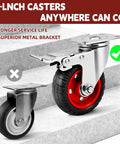 4 Inch Heavy Duty Swivel Casters With Dual Lock Safety Brakes And Non Marking Rubber Tires showing a comparison of two caster wheels.