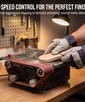 Rock Solid Mini Table Saw And Belt Sander Combo Featuring 200 Watt Copper Motor With Seven Speed Gears And Zero To Ninety Degree Tilt Base for detailed wood finishing.