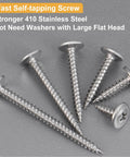 Size Eight Modified Truss Head Wood Screws Set Stainless Steel 410 Self Tapping Assortment 165 Pieces