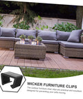 12 Pack Garden Furniture Clips For Patio Sofas And Outdoor Sectionals Wicker Chair Fasteners on deck with grey cushions